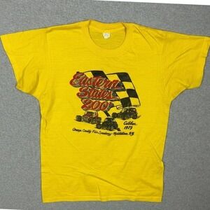 Vtg 1979 Eastern States 200 Racing T-Shirt Orange County Fair Speedway Yellow